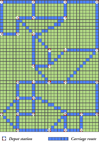 Map of carriage routes