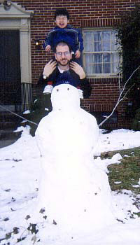 The Three Stooges: Aidan, Daddy, and Snowman