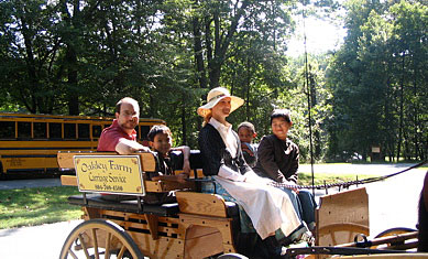 Riding in a Shaker horse-drawn carriage