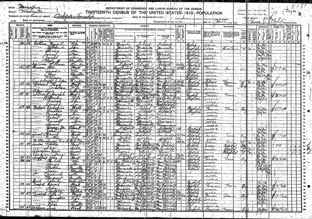 Henry and Christine Grant on lines 78 to 79 of the 1910 U.S. Census