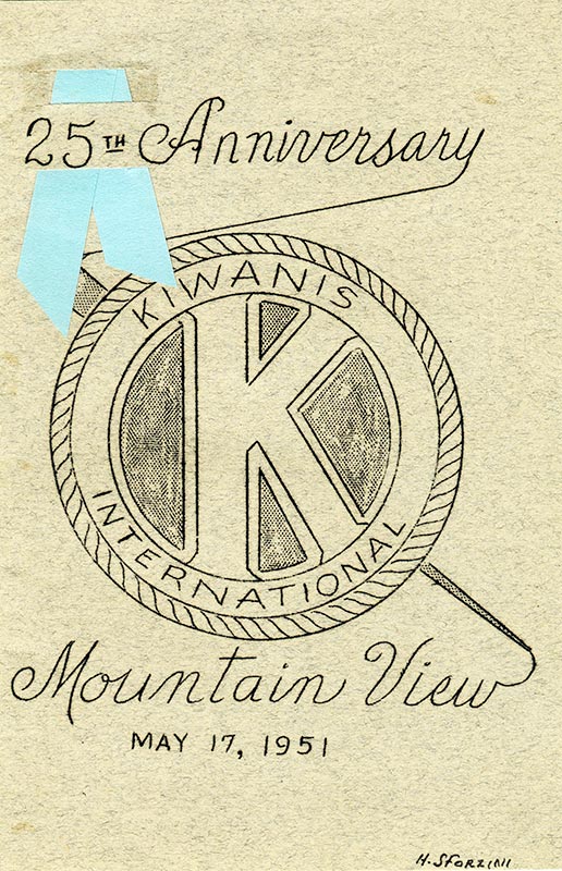 Hand-drawn cover of Los Altos Kiwanis Club's 25th Anniversary booklet