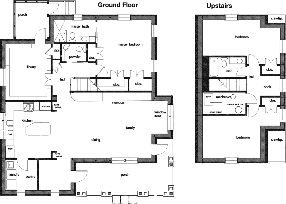 Final ground and second-level floor plans for our home in Derwood