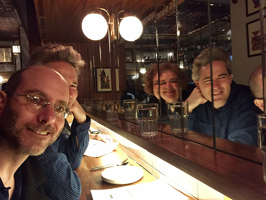 Elliot, Jacob, Simone, and Frances dining at Bad Saint